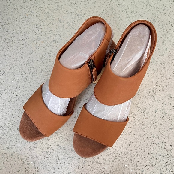 TOMS Majorca Leather Platform Sandal, Tan Leather, Size 8 - Picture 5 of 9